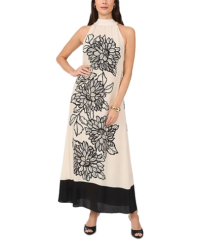 Vince Camuto High Neck Floral Print Dress