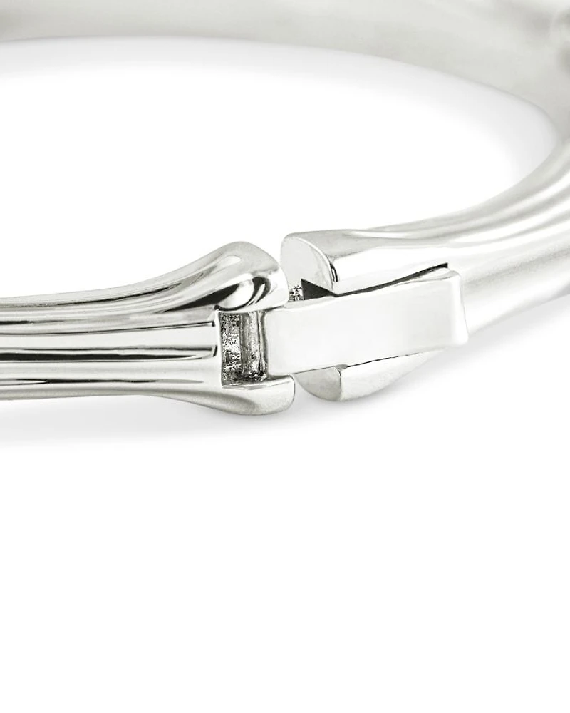 Pavé Bamboo Bangle Bracelet in Sterling Silver