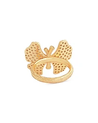 Pavé Butterfly Cocktail Ring 18K Gold Plated