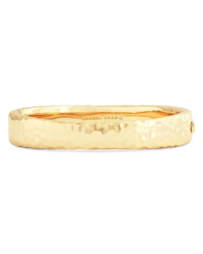 Farrier 18K Yellow Gold Plated or Sterling Silver Wide Hinged Bangle Bracelet