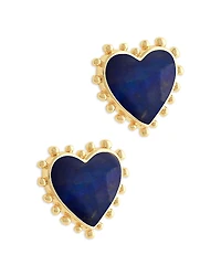 Anabel Aram Heart Lapis & 18K Yellow Gold Plated Stud Earrings, 0.5L