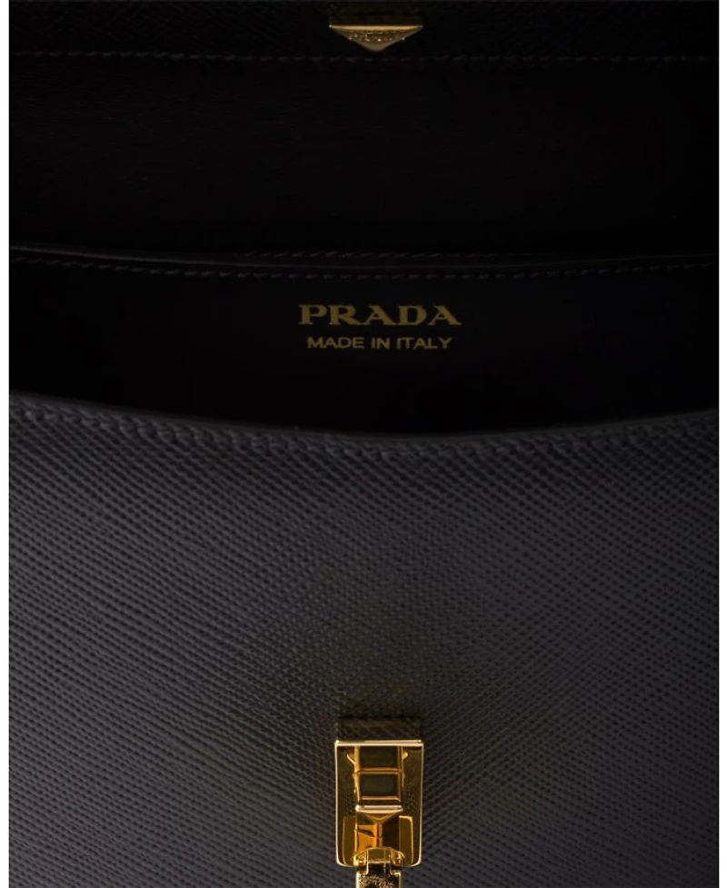 Saffiano Leather Flap Shoulder Bag