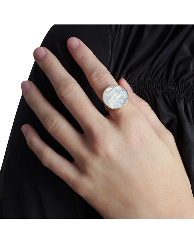 Mother Of Pearl Pegasus Coin Signet Ring