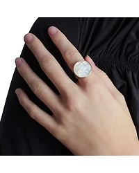 Mother Of Pearl Pegasus Coin Signet Ring