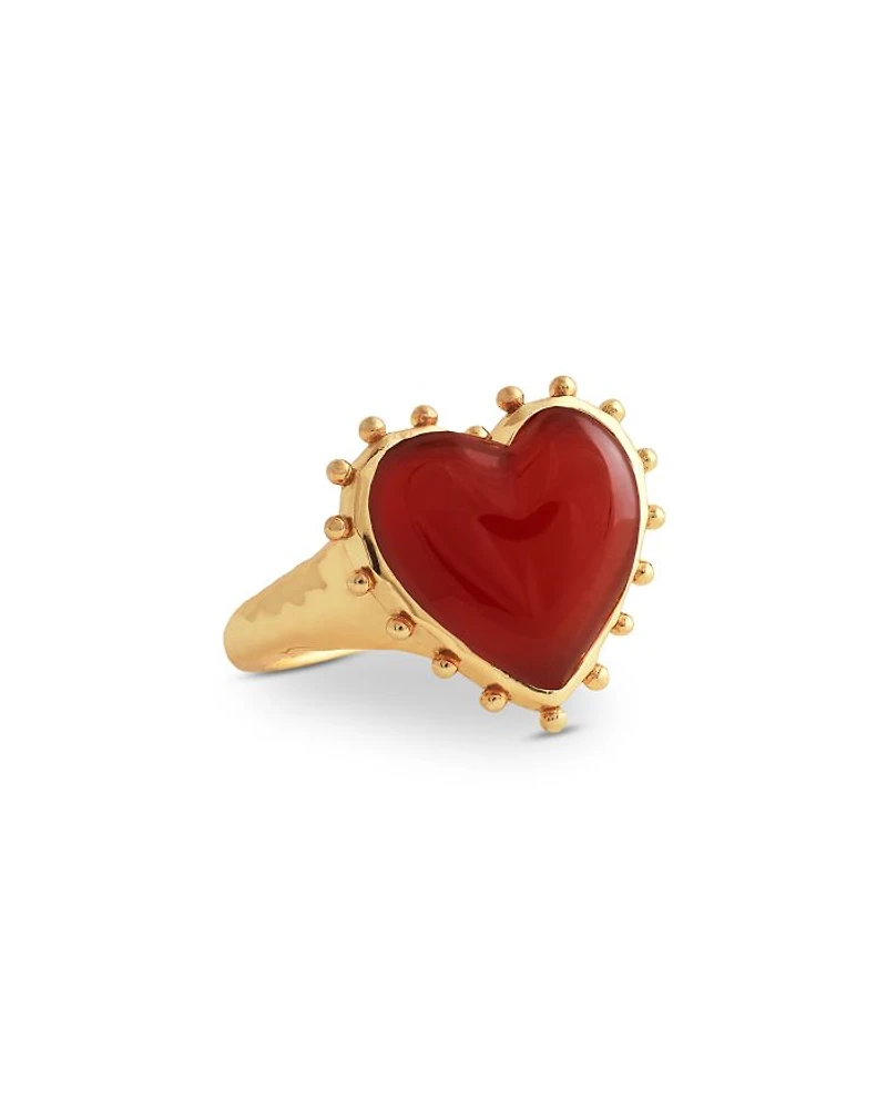 Red Onyx Heart Ring