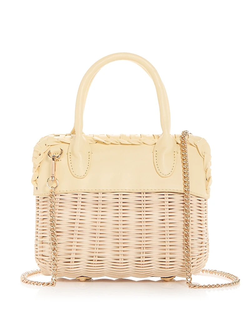 Aqua Rattan Vanity Top Handle Bag - Exclusive