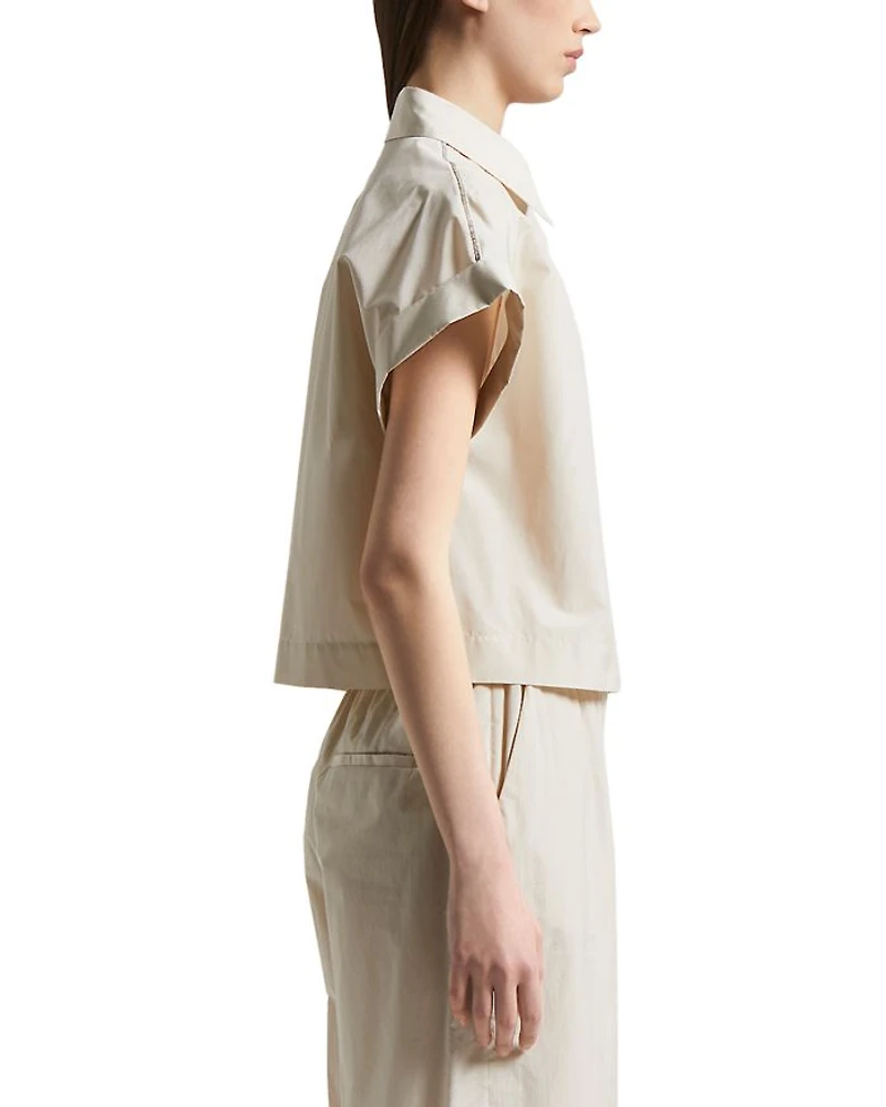 Short Sleeve Hidden Placket Blouse