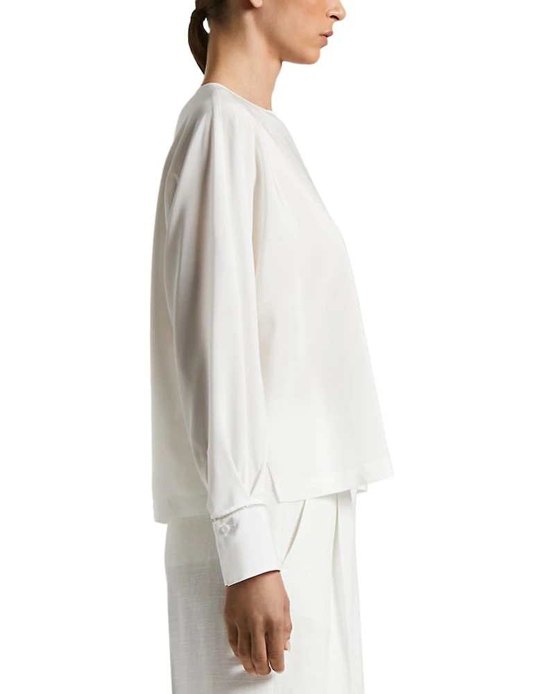 Silk Blend Cold Shoulder Blouse