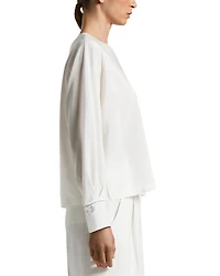 Silk Blend Cold Shoulder Blouse
