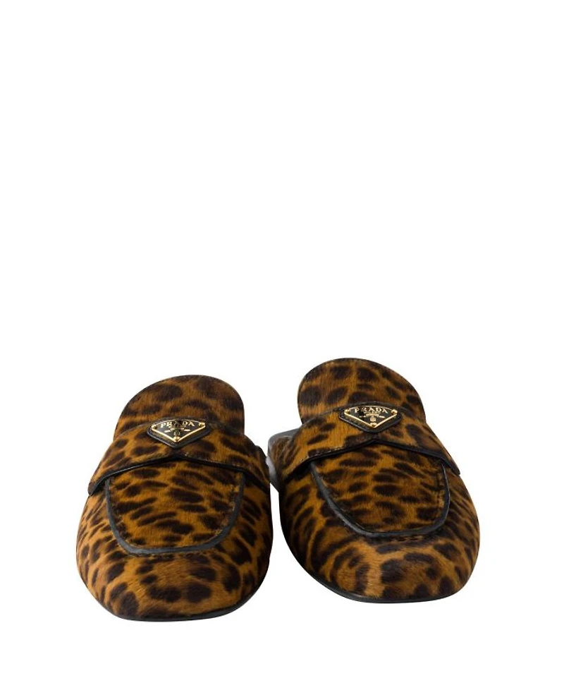 Women's Leopard-Print Leather Mules