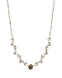 14K Yellow Gold Diamond & Smoke Quartz Necklace, 16-20"