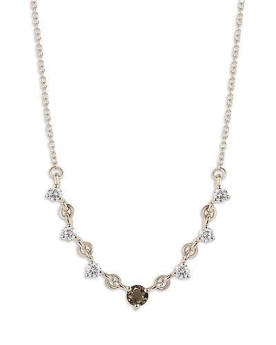 Moon & Meadow 14K Yellow Gold Diamond & Smoke Quartz Necklace, 16-20