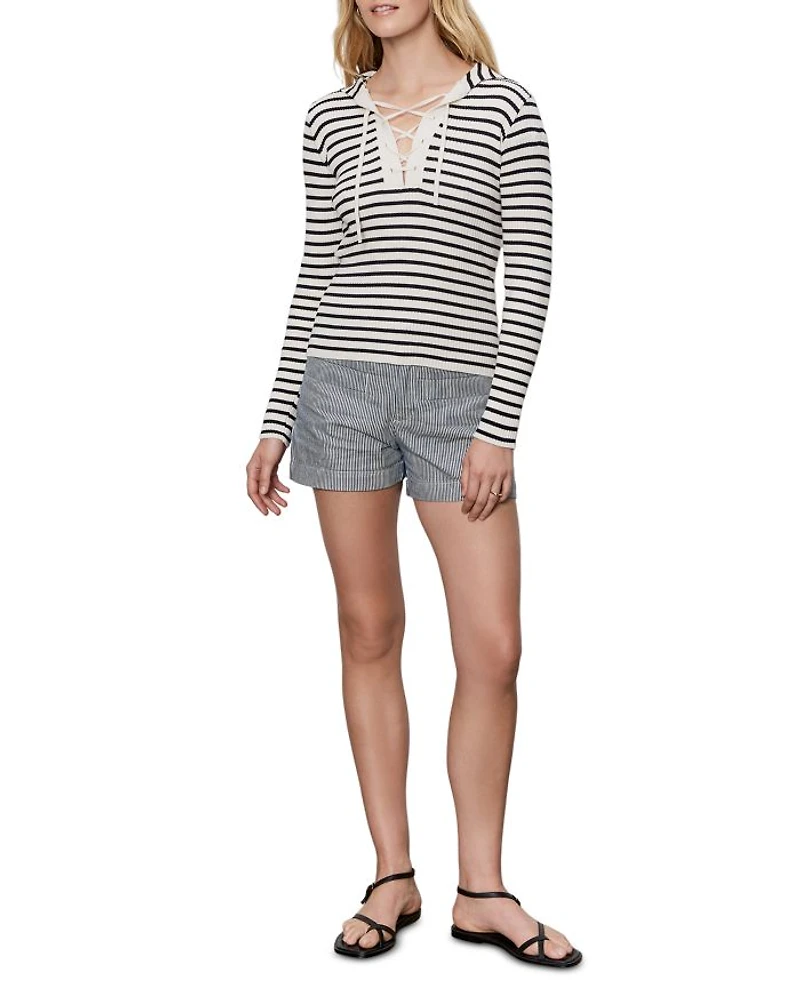 Lace Up Striped Sweater
