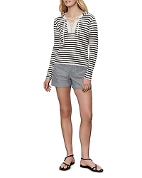 Lace Up Striped Sweater
