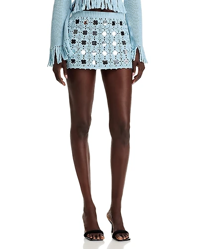 Toccin Kendra Mirrored Crocheted Mini Skirt