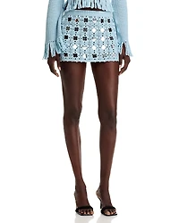 Toccin Kendra Mirrored Crocheted Mini Skirt