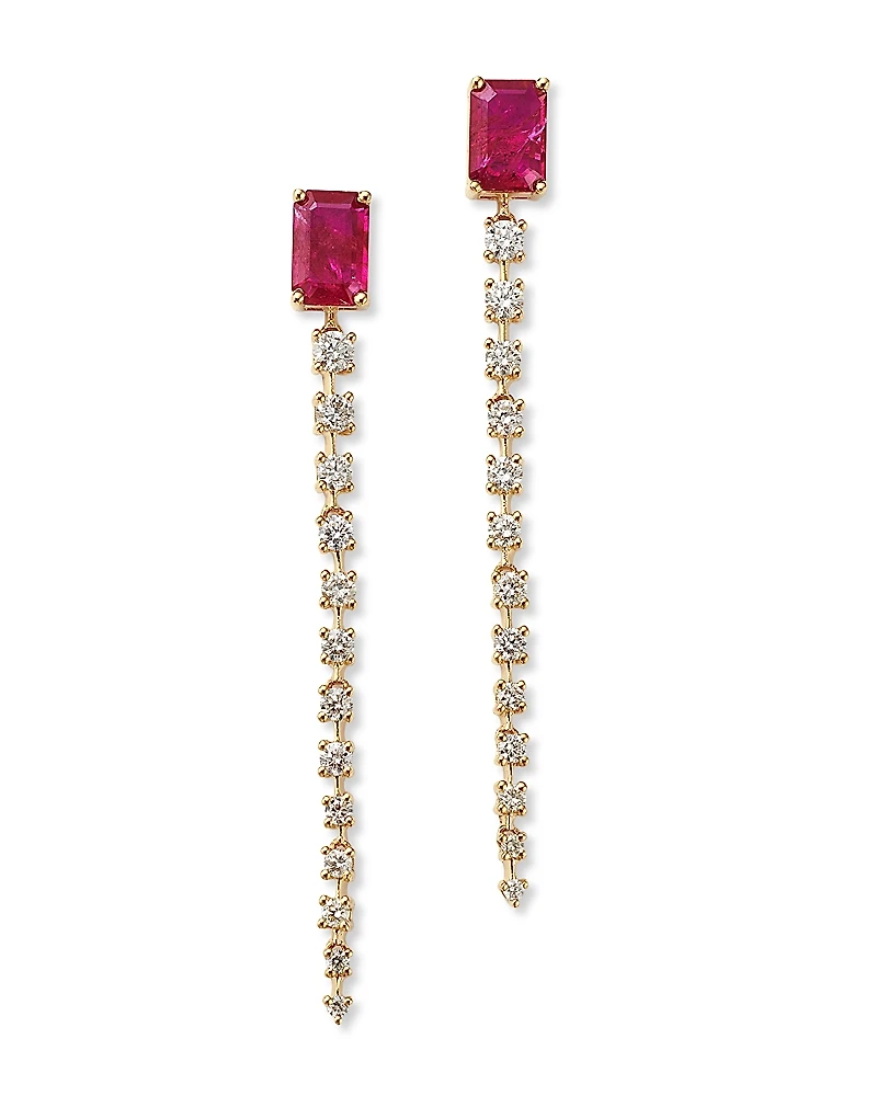 Bloomingdale's Fine Collection Ruby & Diamond Linear Drop Earrings
