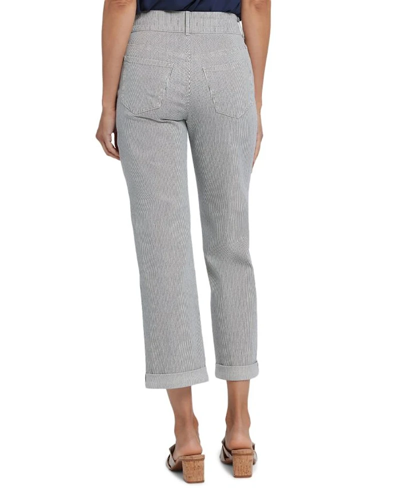 Bailey High Rise Cropped Straight Jeans Luarca Stripe