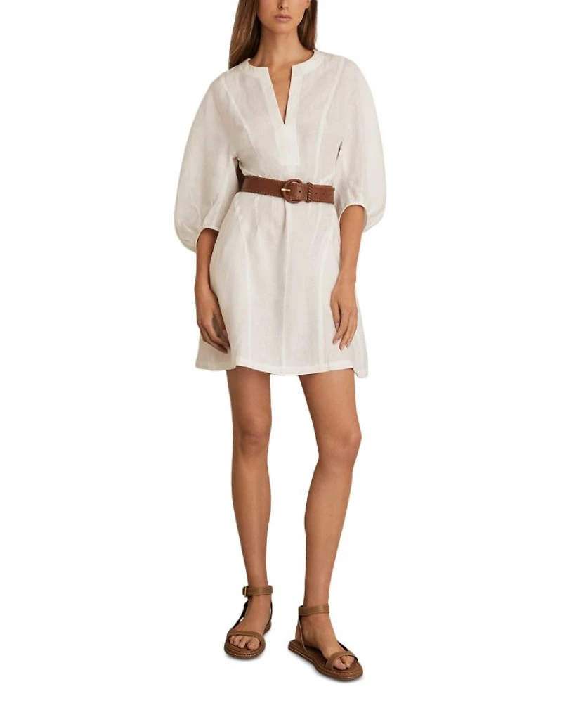 Romi Linen Balloon Sleeved Short Dress