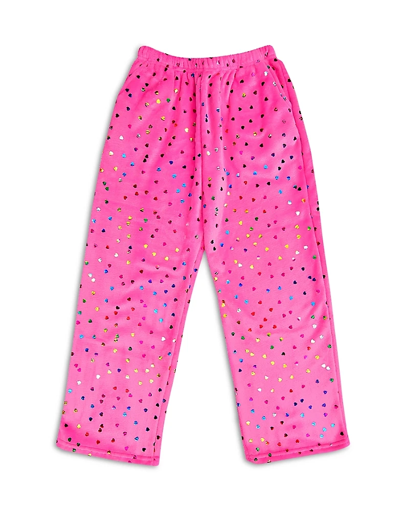 Iscream Girls' Foil Heart Plush Pants - Big Kid