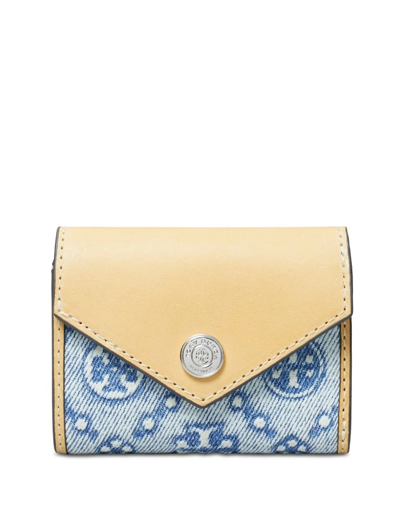 Small T Monogram Coated Canvas Envelope Wallet