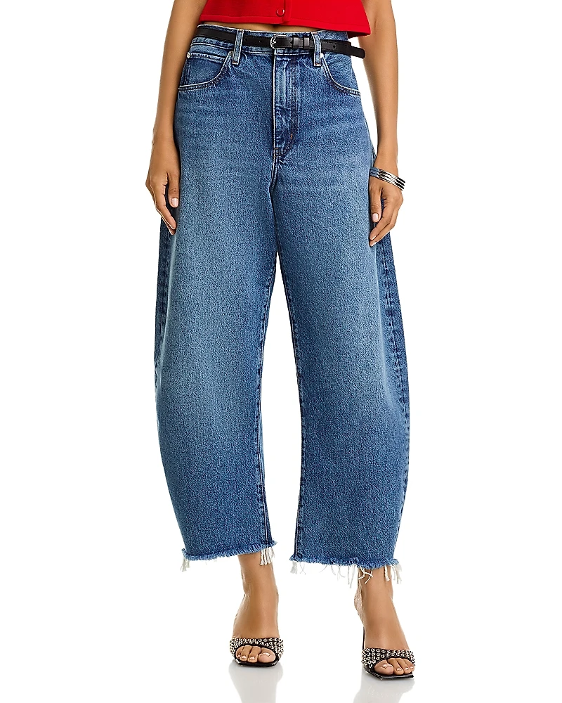 Frame The Bubble High Rise Crop Barrel Leg Jeans
