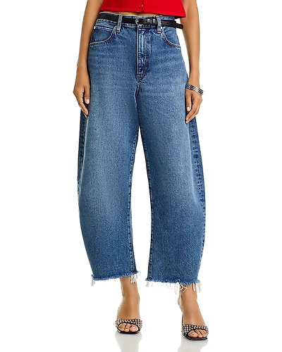 Frame The Bubble High Rise Crop Barrel Leg Jeans