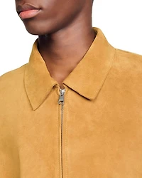 Leather Zip Front Jacket
