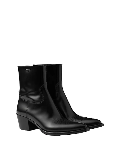 Prada Women's Brushed Leather Booties