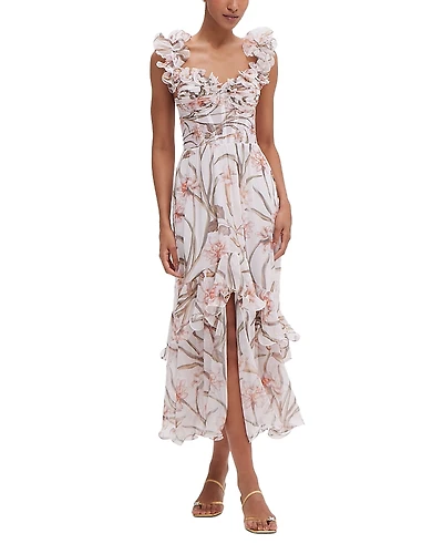 PatBO Botanic Flutter Sleeve Hi Low Maxi Dress