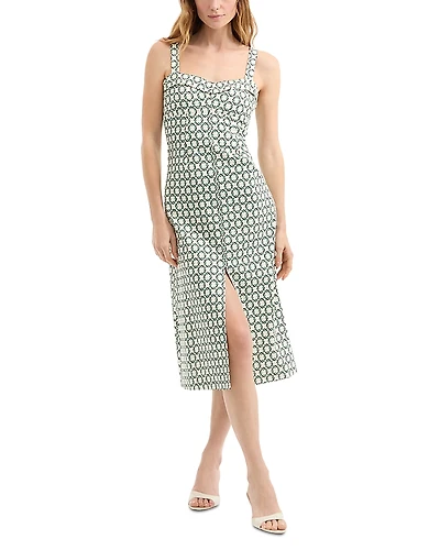 Veronica Beard Colleen Printed Slit Midi Dress