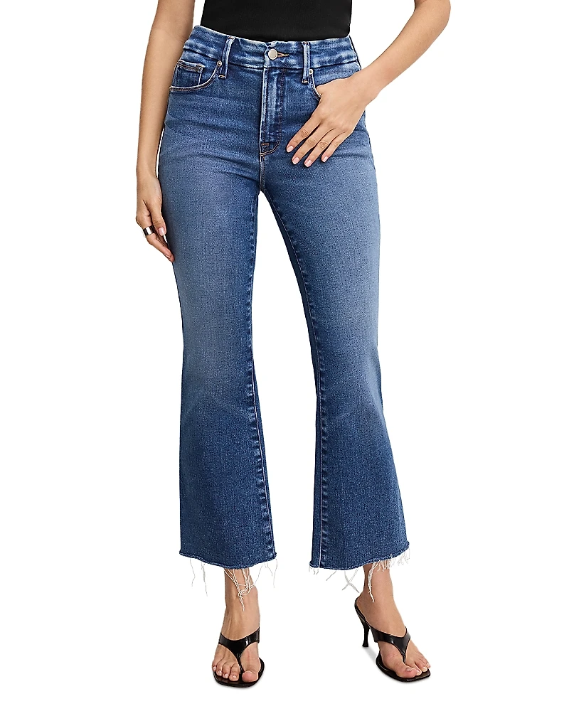 Good American Soft Tech Leg Cropped Bootcut Jeans