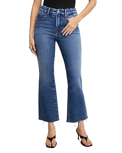 Good American Soft Tech Leg Cropped Bootcut Jeans