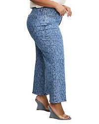 Good Waist Cropped Palazzo Jeans Hibiscus Bloom