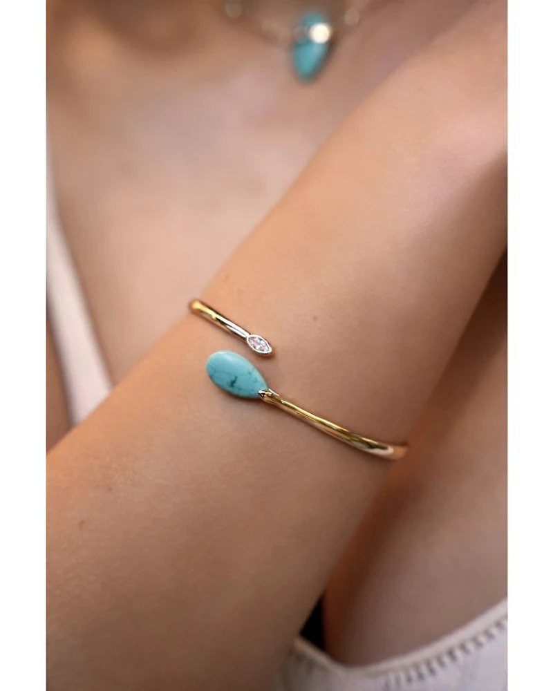 Turquoise Solstice Turquoise & Cubic Zirconia Bypass Bangle Bracelet