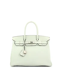 Pre-Owned HERMES Birkin Handbag Green Togo with Palladium Hardware