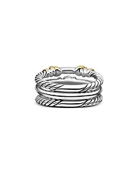 Petite Helena Wrap Three Row Ring Sterling Silver with 18K Yellow Gold and Diamonds, 12mm