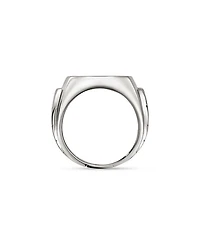 Men's Sterling Silver ID Black Sapphire Pavé Signet Ring