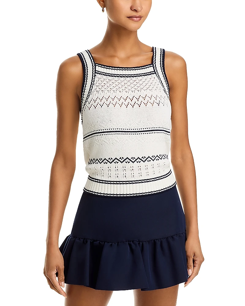Aqua Pointelle Crochet Tank Top - Exclusive