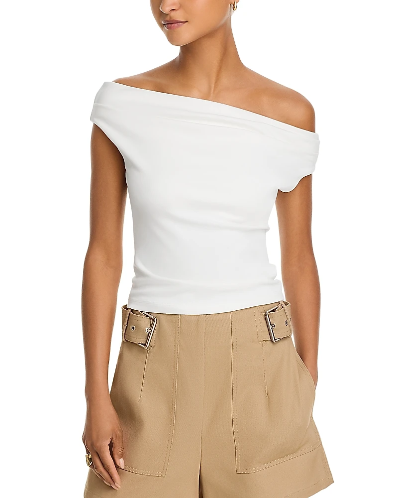 Aqua Off-The-Shoulder Jersey Top - Exclusive