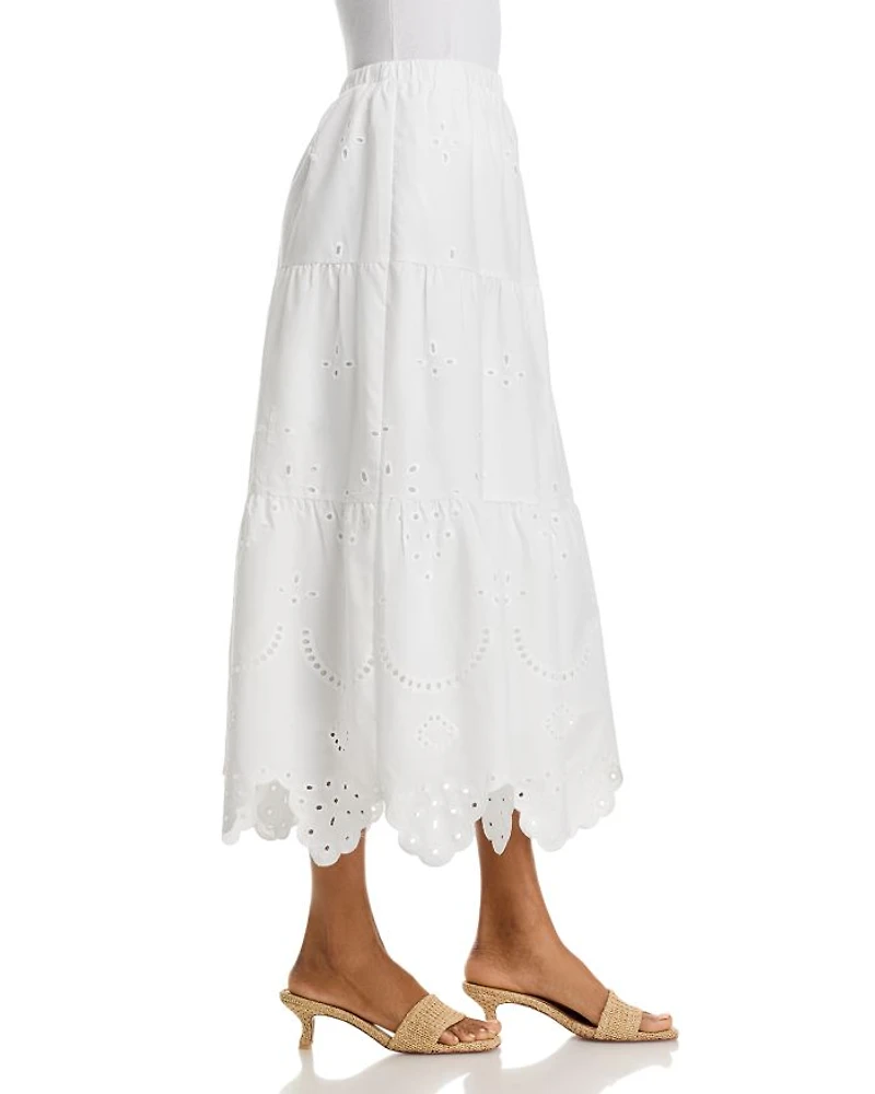 Eyelet Midi Skirt - Exclusive