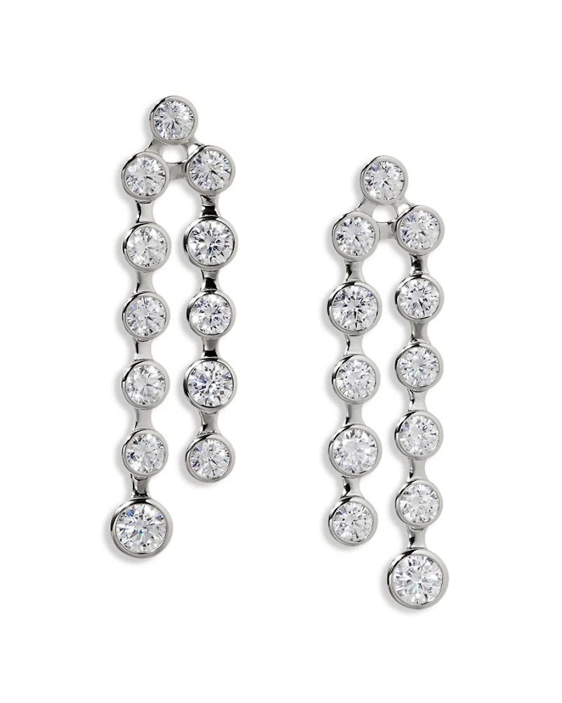Bklyn Cubic Zirconia Double Linear Drop Earrings