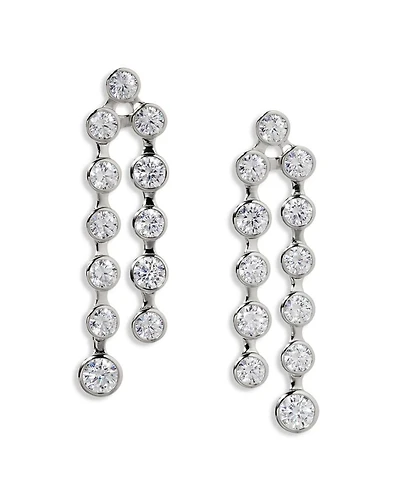 Bklyn Cubic Zirconia Double Linear Drop Earrings