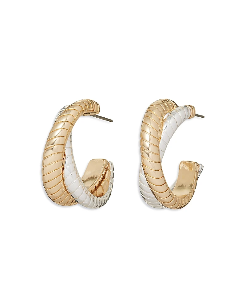 Roxanne Assoulin Two-Tone Double Cobra Small Hoop Earrings