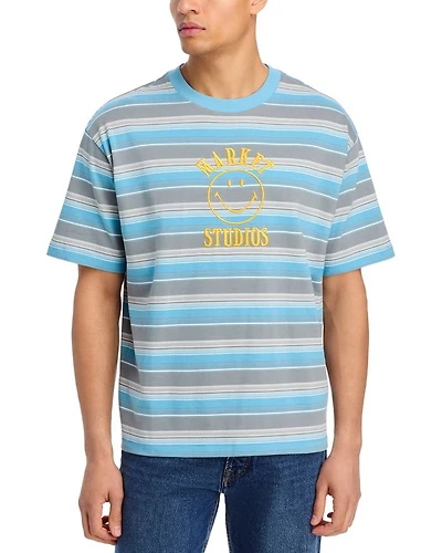 Smiley Lockup Striped Graphic Logo Tee
