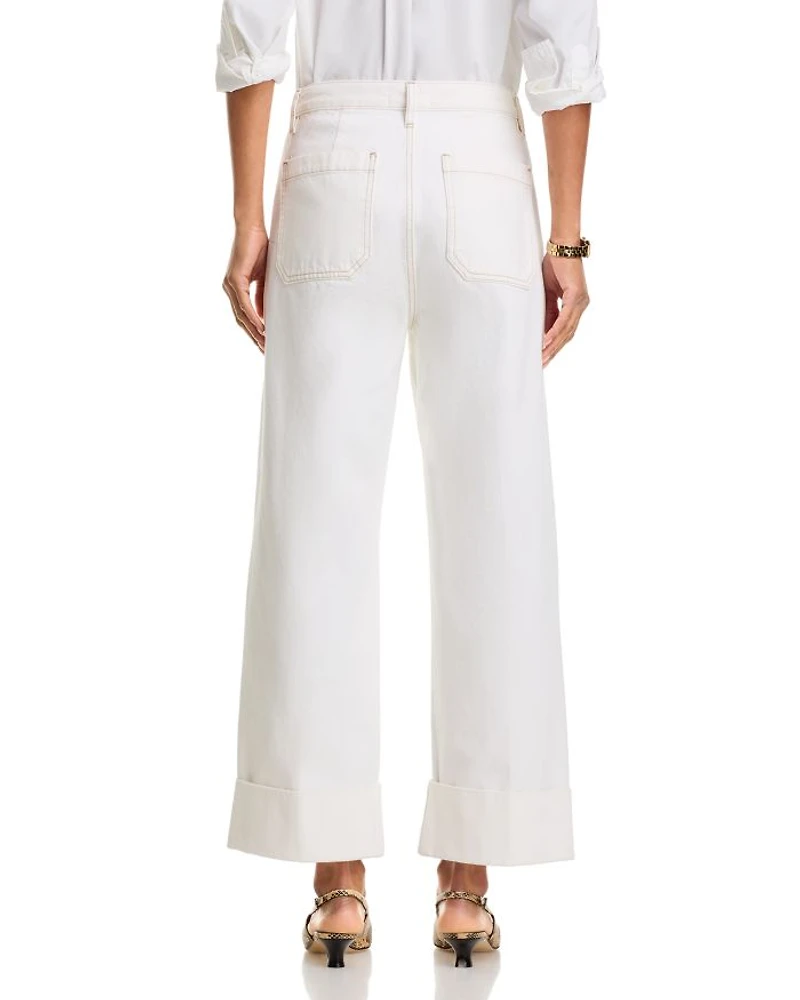 The Utility Trouser High Rise Ankle Wide Leg Jeans Au Natural Clean