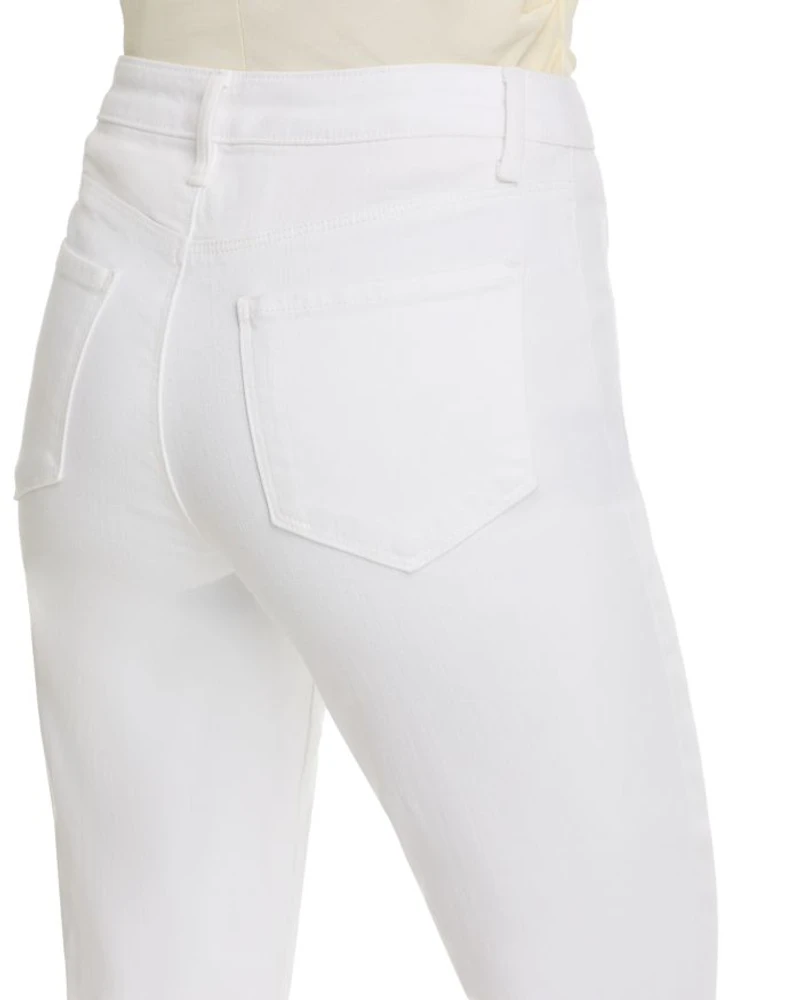 Noya High Rise Slim Flare Jeans Blanc