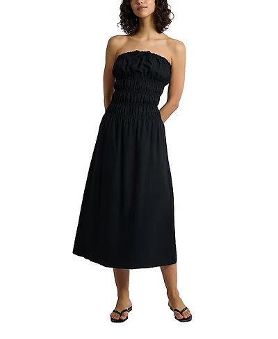 Onia Air Linen Smocked Maxi Dress