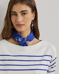 Striped Cotton Jersey Boatneck Top