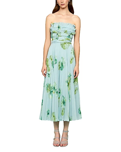 Amur Cathy Floral Plisse Midi Dress